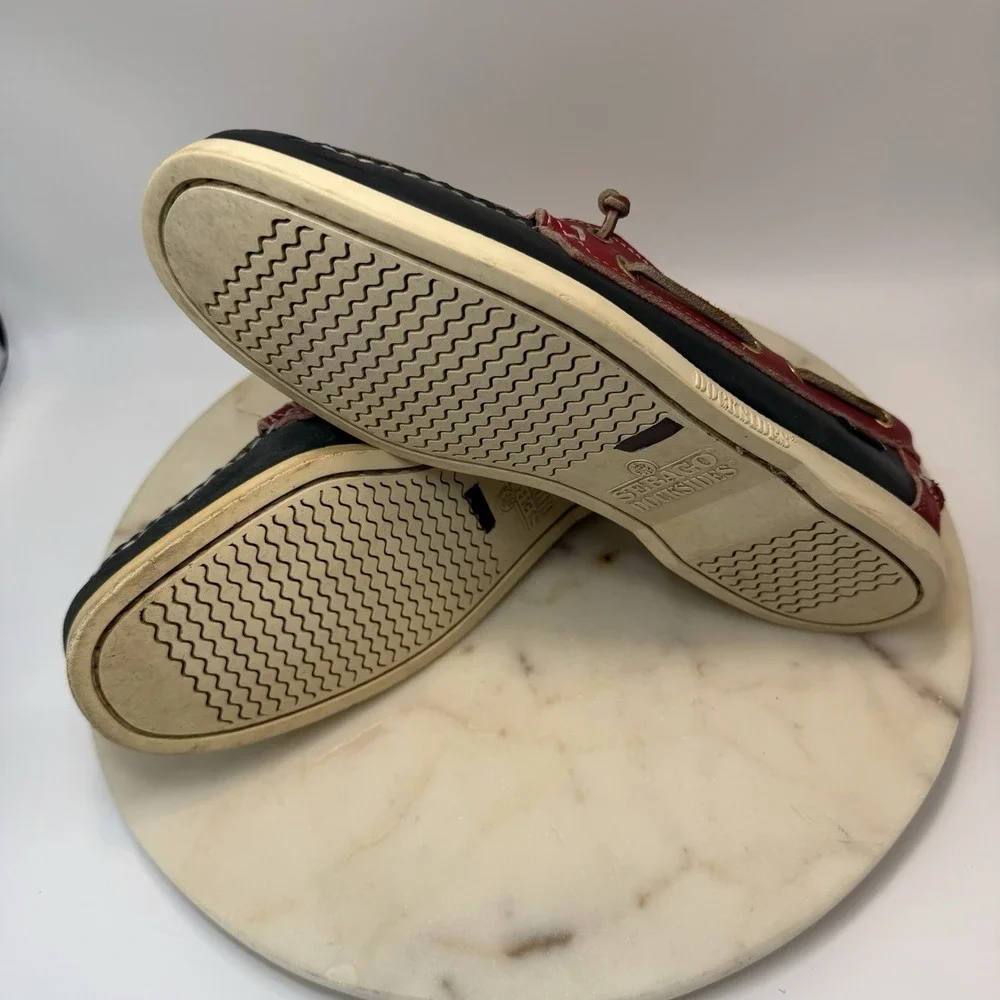 SEBAGO Portland Men's Navy/ Red Leather  Docksides Casual Boat Shoes Loafers 9N